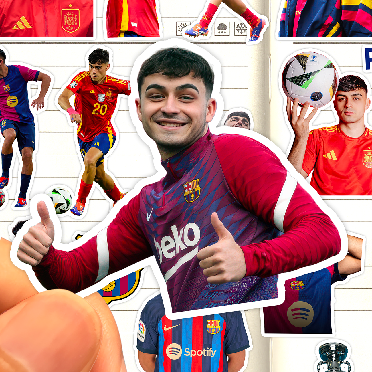 佩德里贴纸高清防水西甲巴塞罗那足球运动员Pedri收藏装饰粘贴画