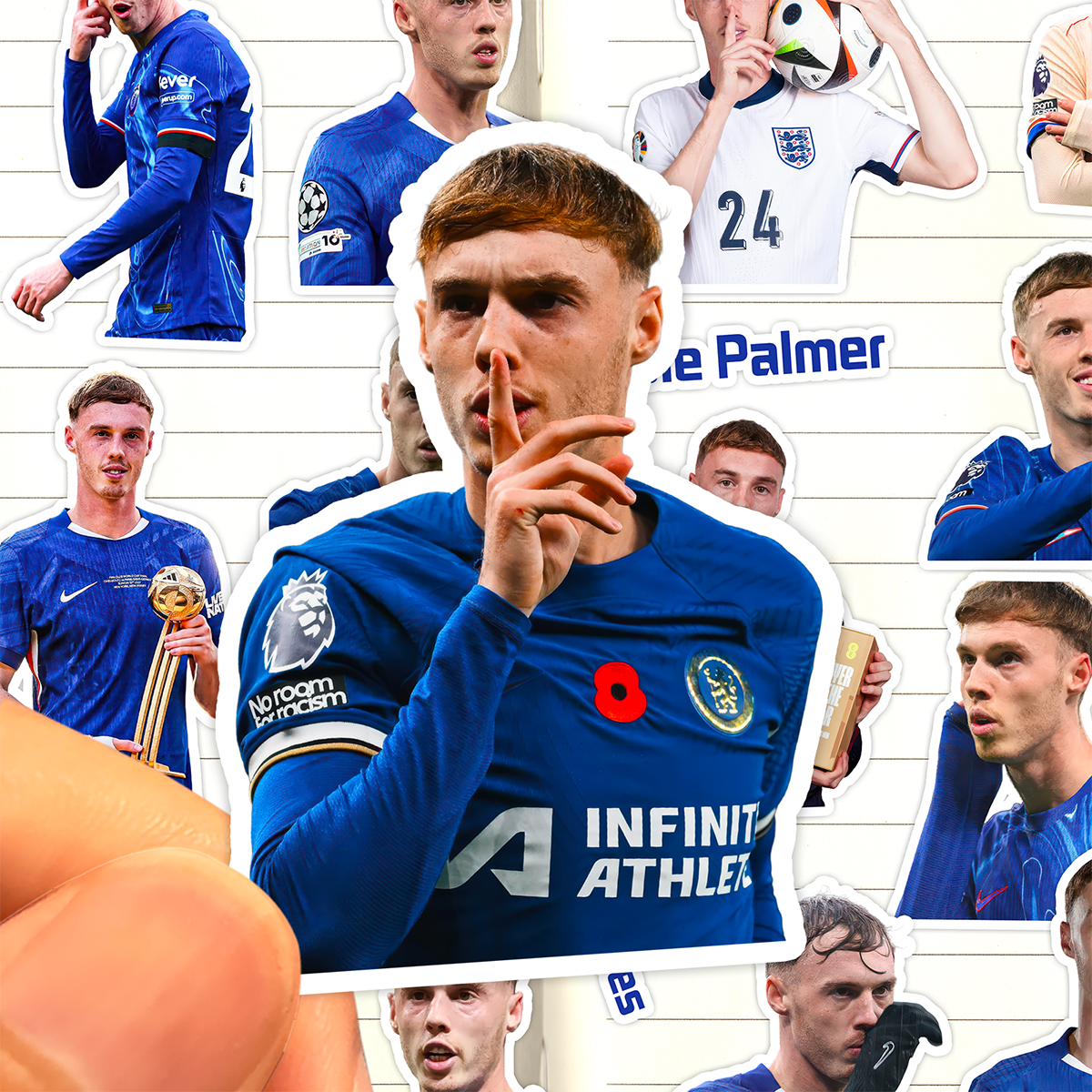 科尔帕尔默贴纸高清防水切尔西足球运动员ColePalmer蓝军收藏贴画