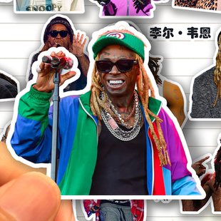 李尔韦恩贴纸高清防水说唱歌手Lil Wayne周边装饰手账贴画贴手机