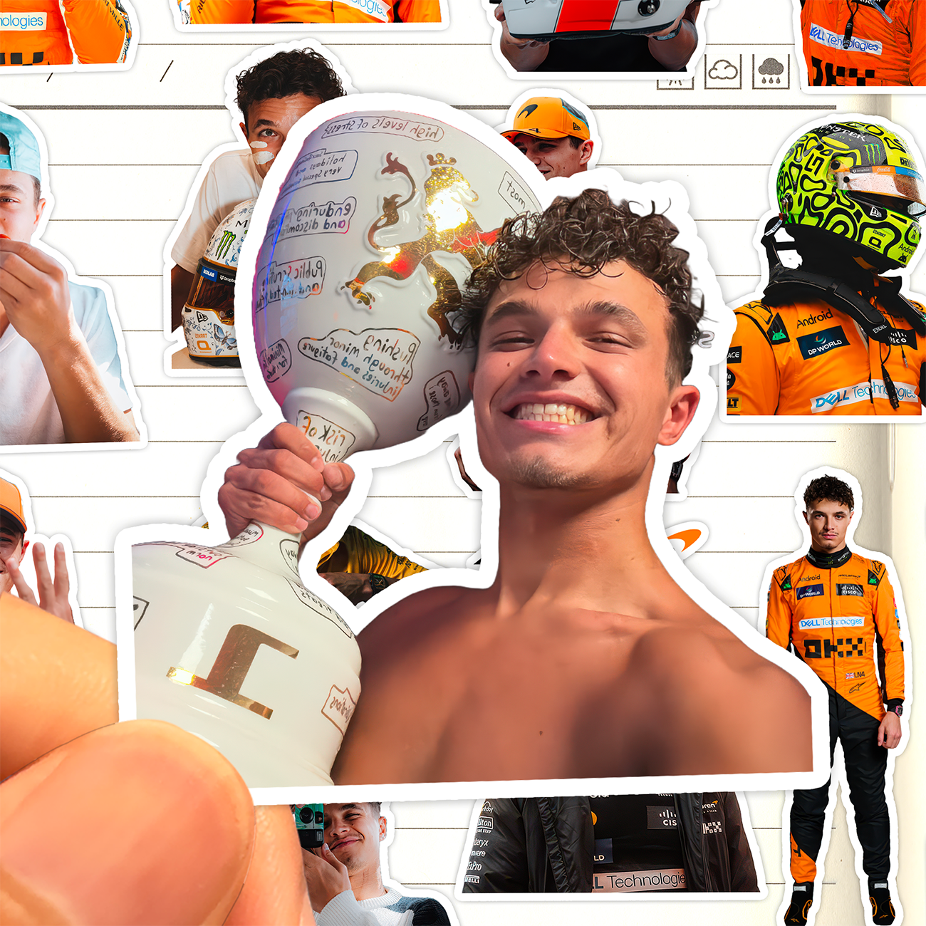 兰多诺里斯贴纸高清防水迈凯伦F1赛车运动员Lando Norris收藏贴画