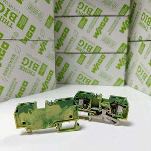 万可正品 284 德国wago 10平方 907 二线黄绿混色弹簧接地端子