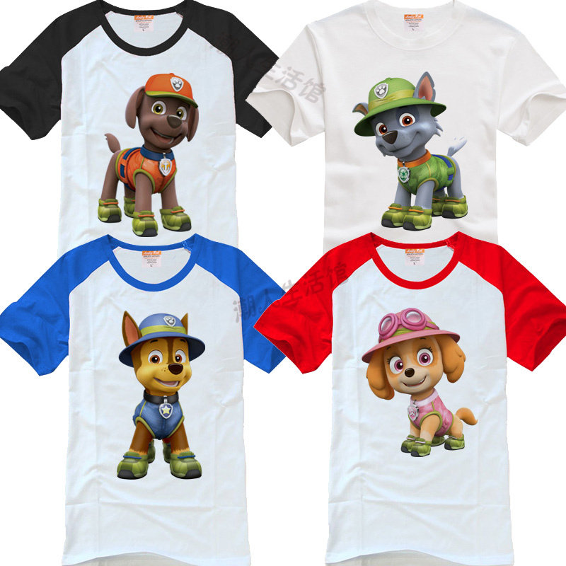 汪汪队一家三口四口亲子装纯棉短袖T恤团体聚会旅游演出节目半袖5