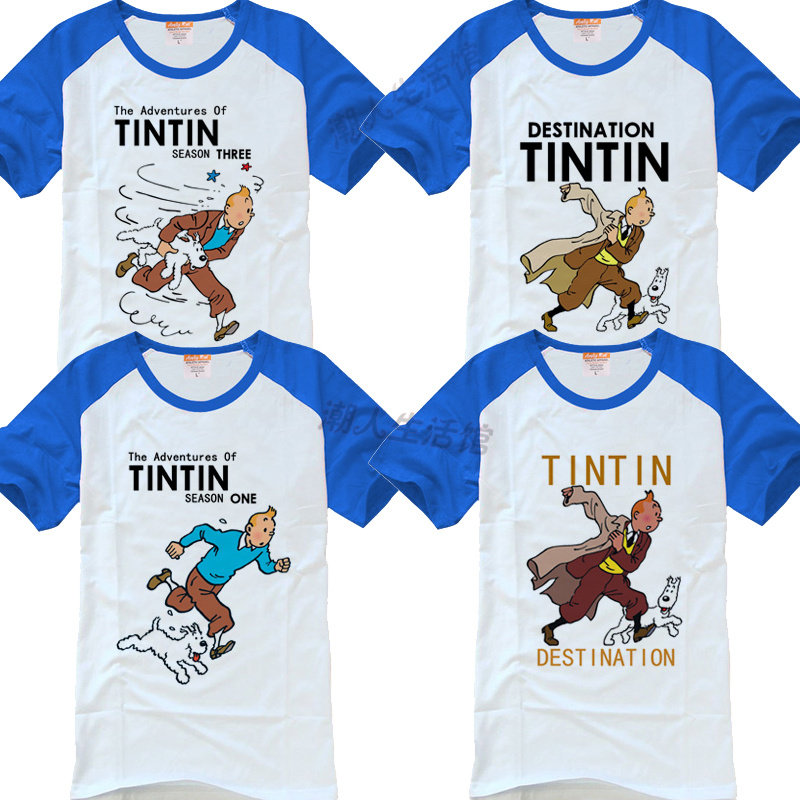 丁丁历险记一家三口四口亲子装纯棉短袖T恤聚会班服演出团体半袖5