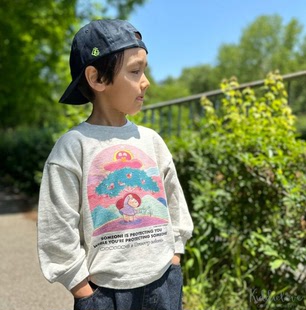 国内现货 日本 童装GROOVY COLORS 纯棉图案联名落肩宽松套头卫衣