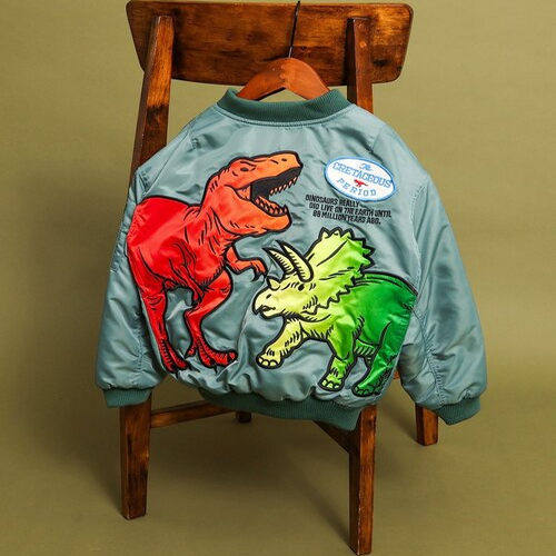 Kiddielove 日本代购 童装B.双面穿恐龙大刺绣中夹棉保暖夹克外套