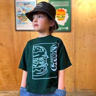 日本代购 童装 GROOVY COLORS 纯棉柔软汉堡宽版落肩休闲短袖T恤