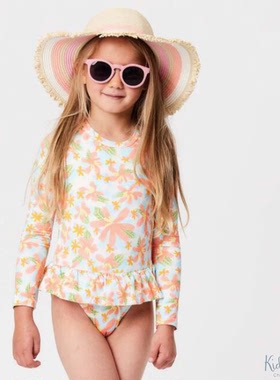 Kiddielove 日本代购 童装 Snapper 后拉链长袖女童防uv防晒泳衣