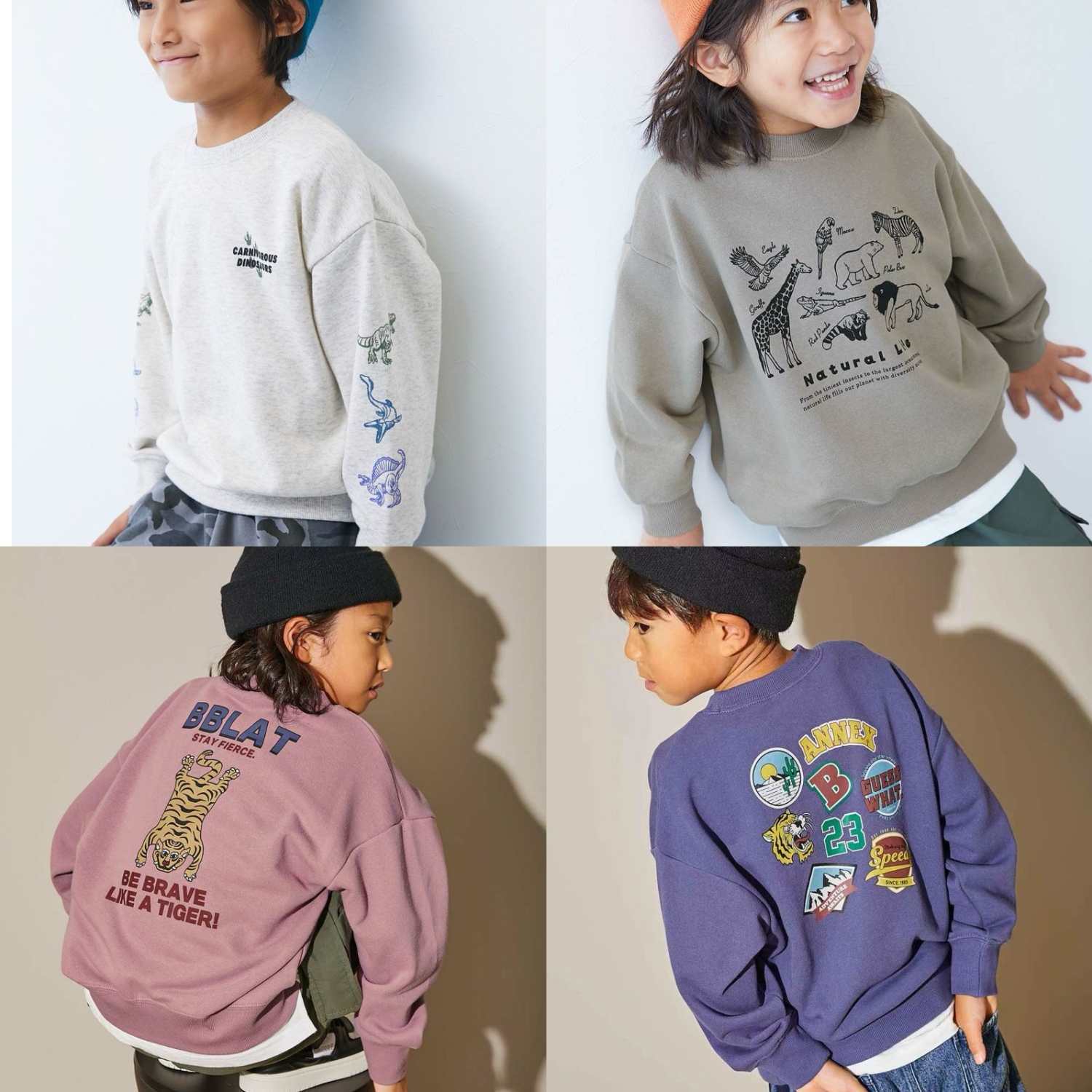 Kiddielove 日本代购 童装 devirock 棉质毛圈多图案长袖套头卫衣