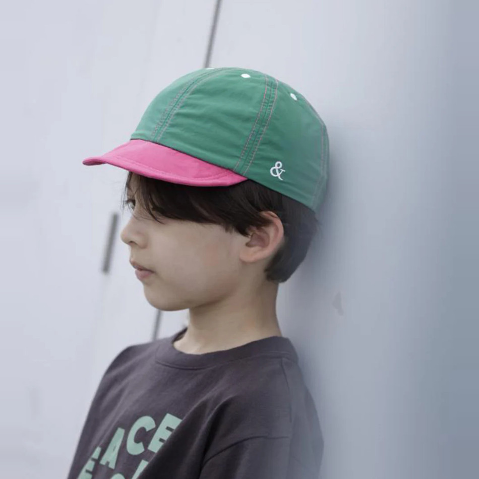 Kiddielove 日本代购 童装 ARCH LINE防水透气配色防uv宽檐棒球帽