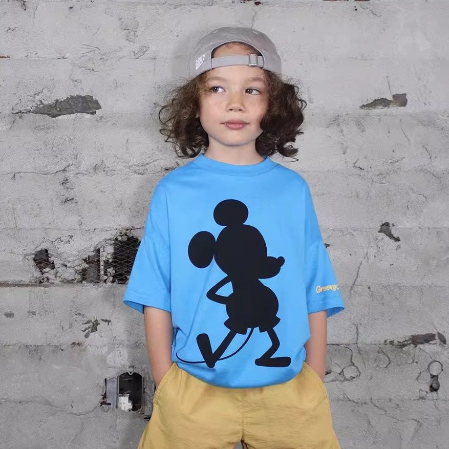 纯棉米奇蝙蝠袖宽松休闲短袖T恤