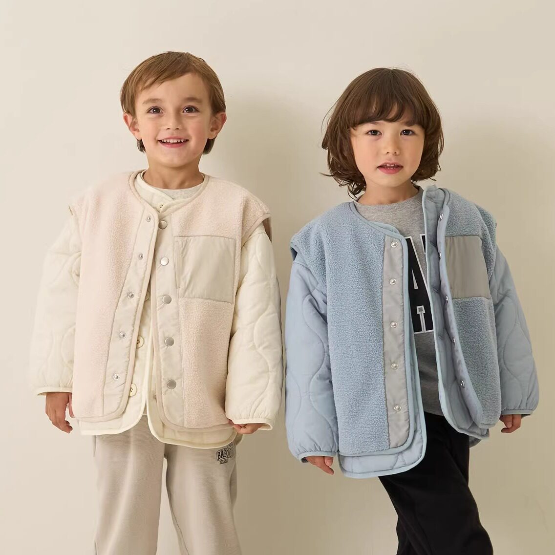 Kiddielove 日本代购 童装 bRoom 中夹棉衍缝宽版休闲棉服冬外套