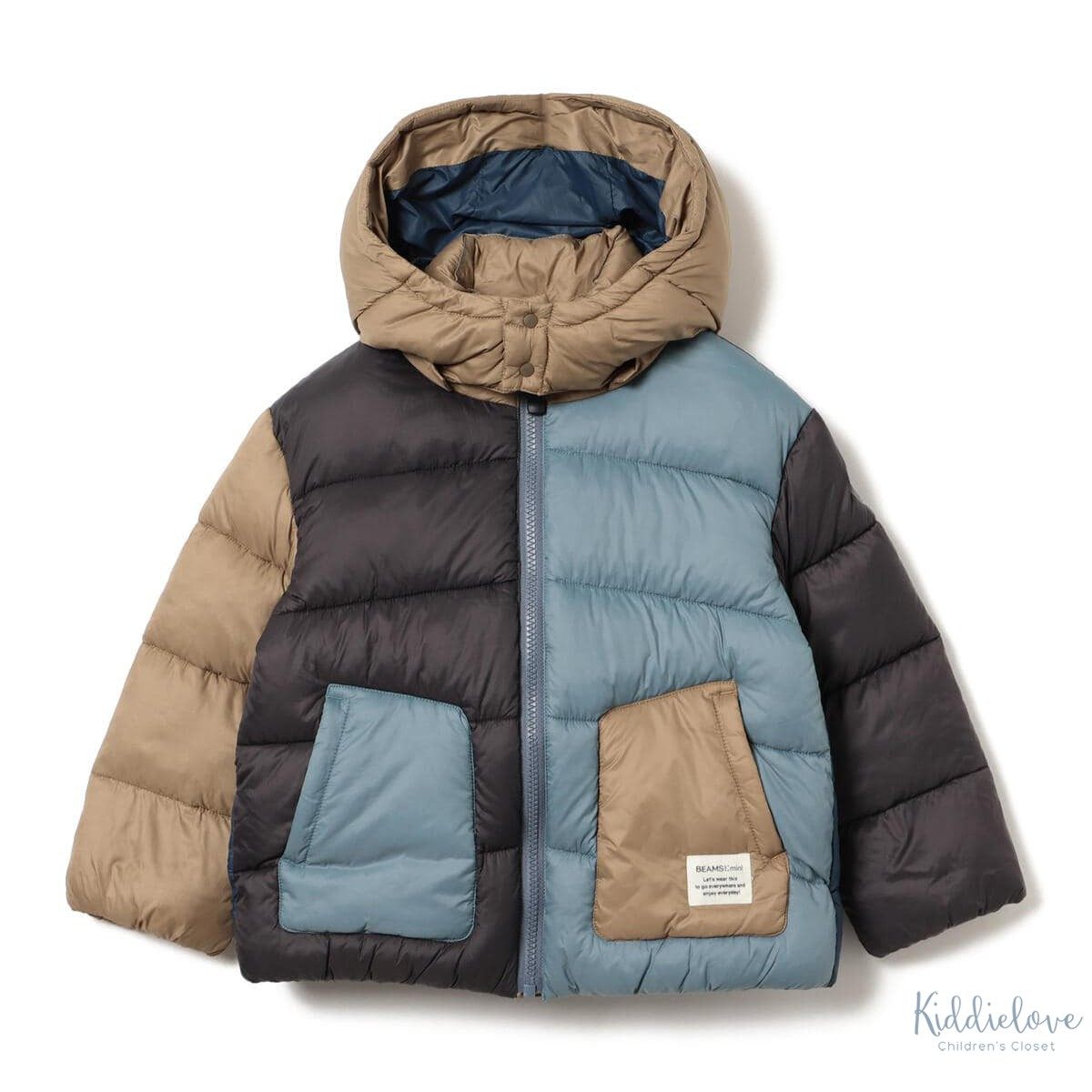 部分现货 日本代购 童装 BEAMS 有帽可拆配色夹棉冬季保暖棉服