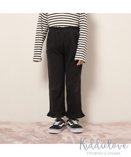 宽松长裤 Kiddielove LYCEE棉质柔软荷叶边下摆个性 童装 日本代购