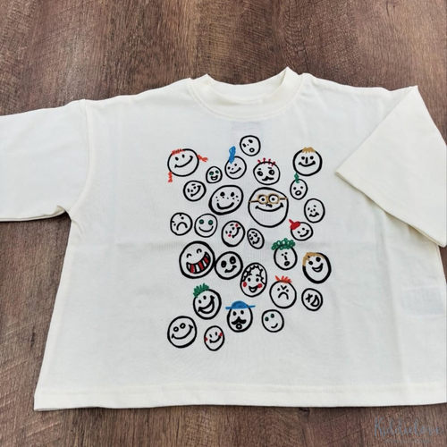 Kiddielove 日本代购 童装 NEWO 纯棉柔软笑脸印花休闲短袖T恤