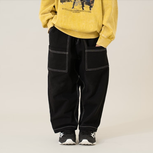 Kiddielove 日本代购 童装 petitmain 弹力斜纹布缝线多口袋长裤