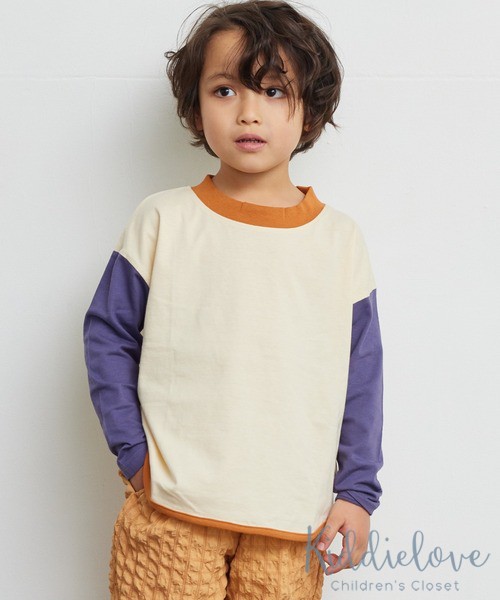 Kiddielove 日本代购 童装 LSP 纯棉防污处理宽松百搭基本长袖T恤