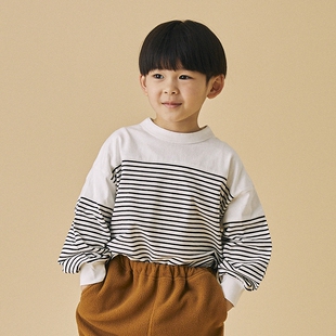 FOV Kiddielove 日本代购 童装 T恤 可亲子宽松条纹图案休闲长袖