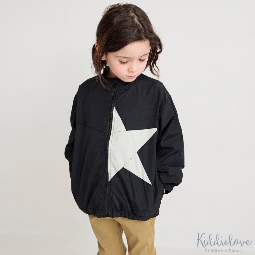 轻薄防雨星星拉链立领风衣外套