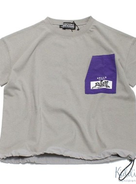 部分现货 日本代购 童装 CONVEX 纯棉后背印花抽绳下摆短袖T恤