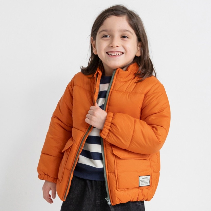 Kiddielove 日本代购 童装 br. 防泼水立领拉链中夹棉厚保暖棉服