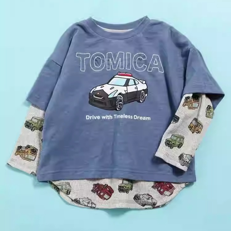Kiddielove 日本代购 童装 F.O 纯棉长短袖T两件套tomica合作宽松