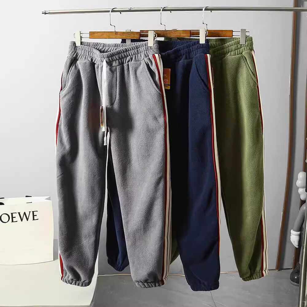 冬季暖炉双面自发热摇粒绒撞色织带男士束脚休闲裤日单卫裤长裤,男装,卫裤,淘宝优惠券,粉丝福利购,淘宝优惠卷