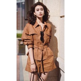 法式时尚工装衬衫套装女新款老钱风显瘦外套休闲裤两件套
