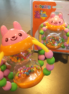 澳贝花篮沙漏婴儿牙胶0-3-6-12个月新生儿幼儿手摇铃宝宝玩具1岁