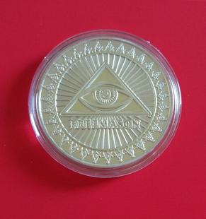 纪念章 镀金 美国共济会 直径约40mm 外国钱币收藏 硬币纪念币