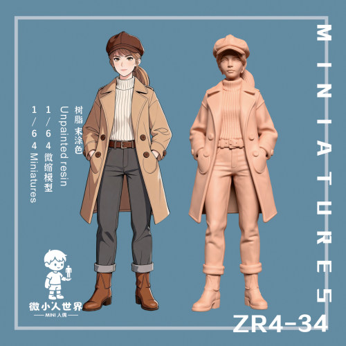 微小人ZR4-34 1/64或1/43比例人偶微缩树脂白模