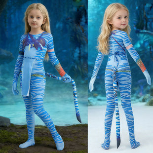 阿凡达3火与烬Avatar3水之道 儿童女童男孩紧身连体衣cos演出服装