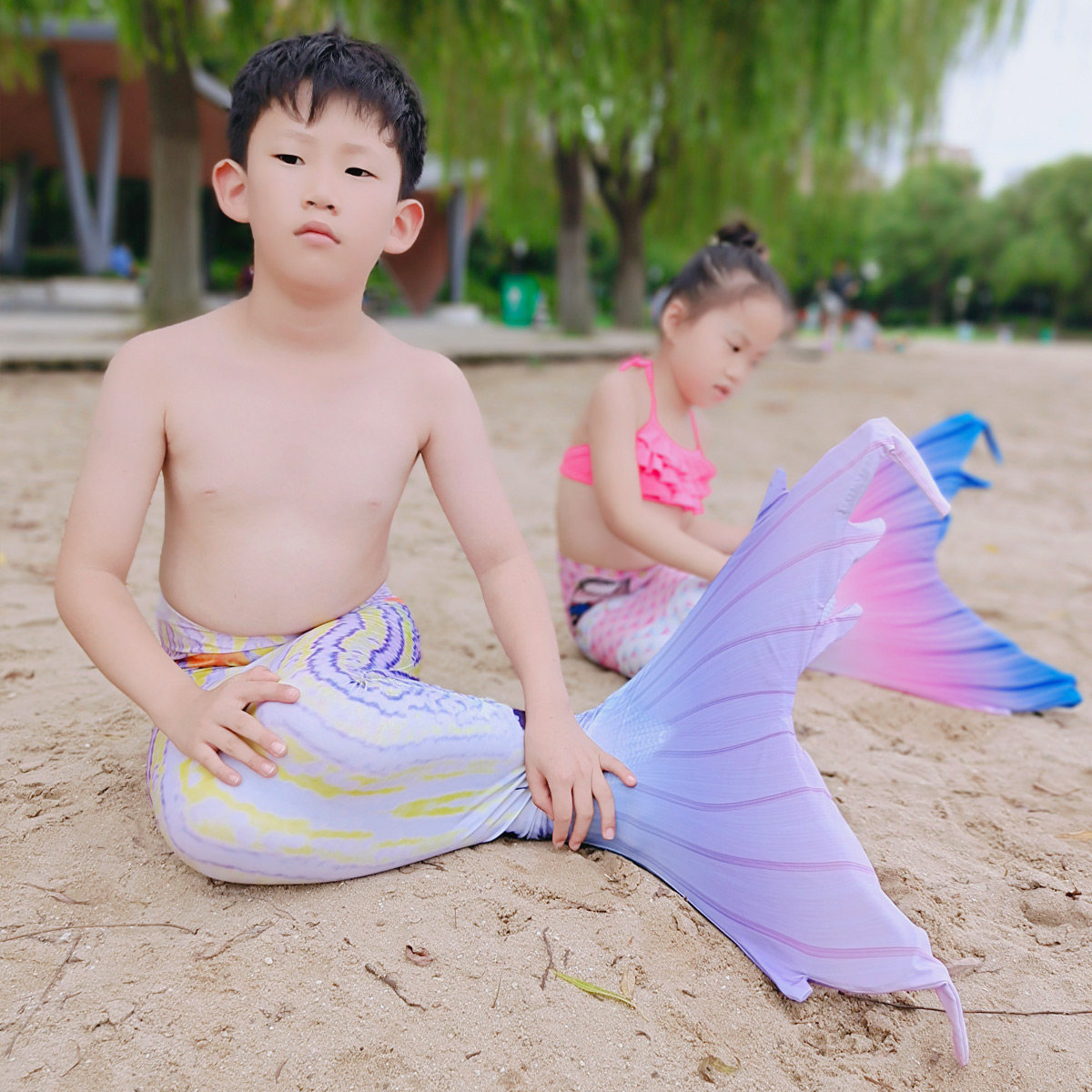美人鱼尾巴儿童男 2023新男宝泳衣衣服拍照道 男孩游泳衣人鱼服装