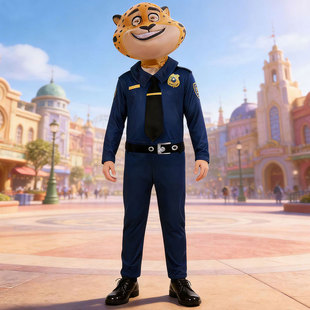 疯狂动物城2 豹警官连体衣套装 儿童大人成人cos演出服万圣节服装
