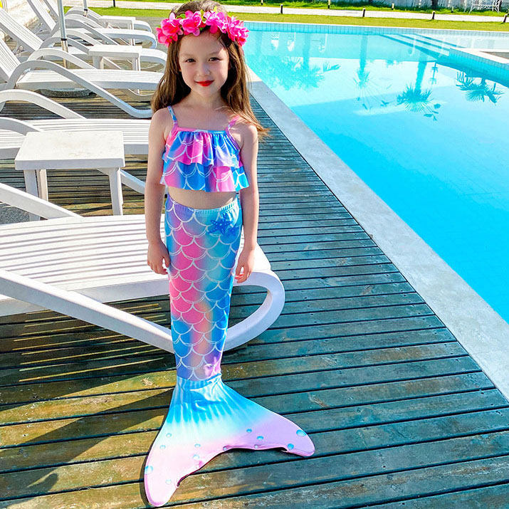 美人鱼服装 2023夏新小学生儿童女孩女童宝宝人鱼cos尾巴公主泳衣