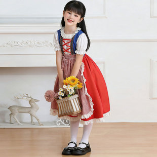 儿童巴伐利亚连衣裙女童德国慕尼黑啤酒节田园风复古泡泡袖女仆装