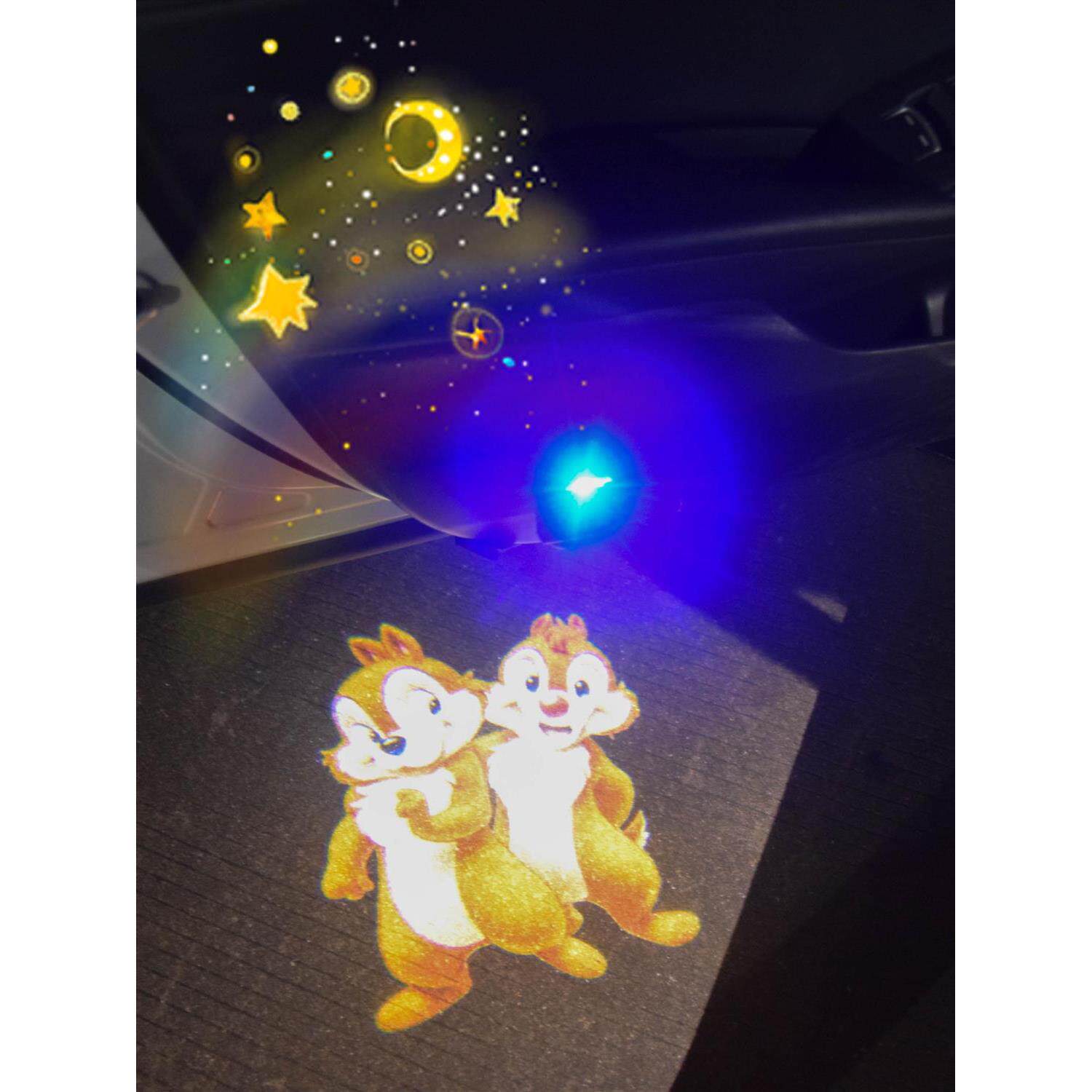 蒂蒂奇奇车载好物松鼠兄弟钢牙大鼻充电无线迎宾灯车门投影氛围灯