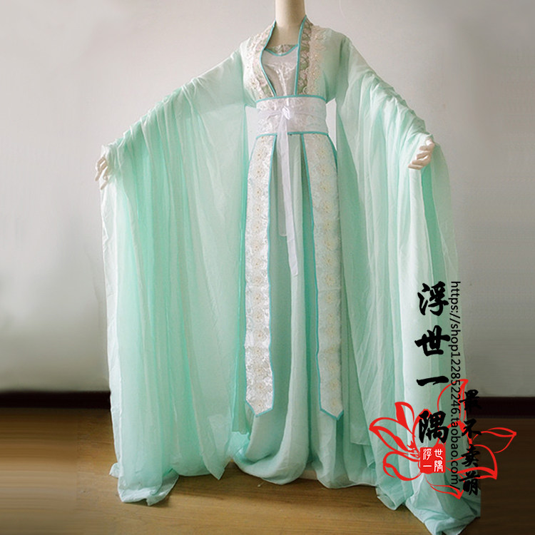 绿色渐变华丽女古装cosplay广袖cos服摄影 青衣白浅/姜沉鱼/碧瑶