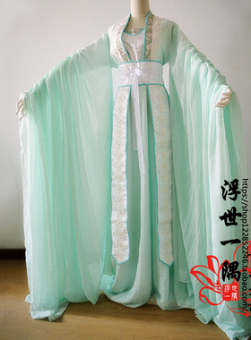 绿色渐变华丽女古装cosplay广袖cos服摄影 青衣白浅/姜沉鱼/碧瑶