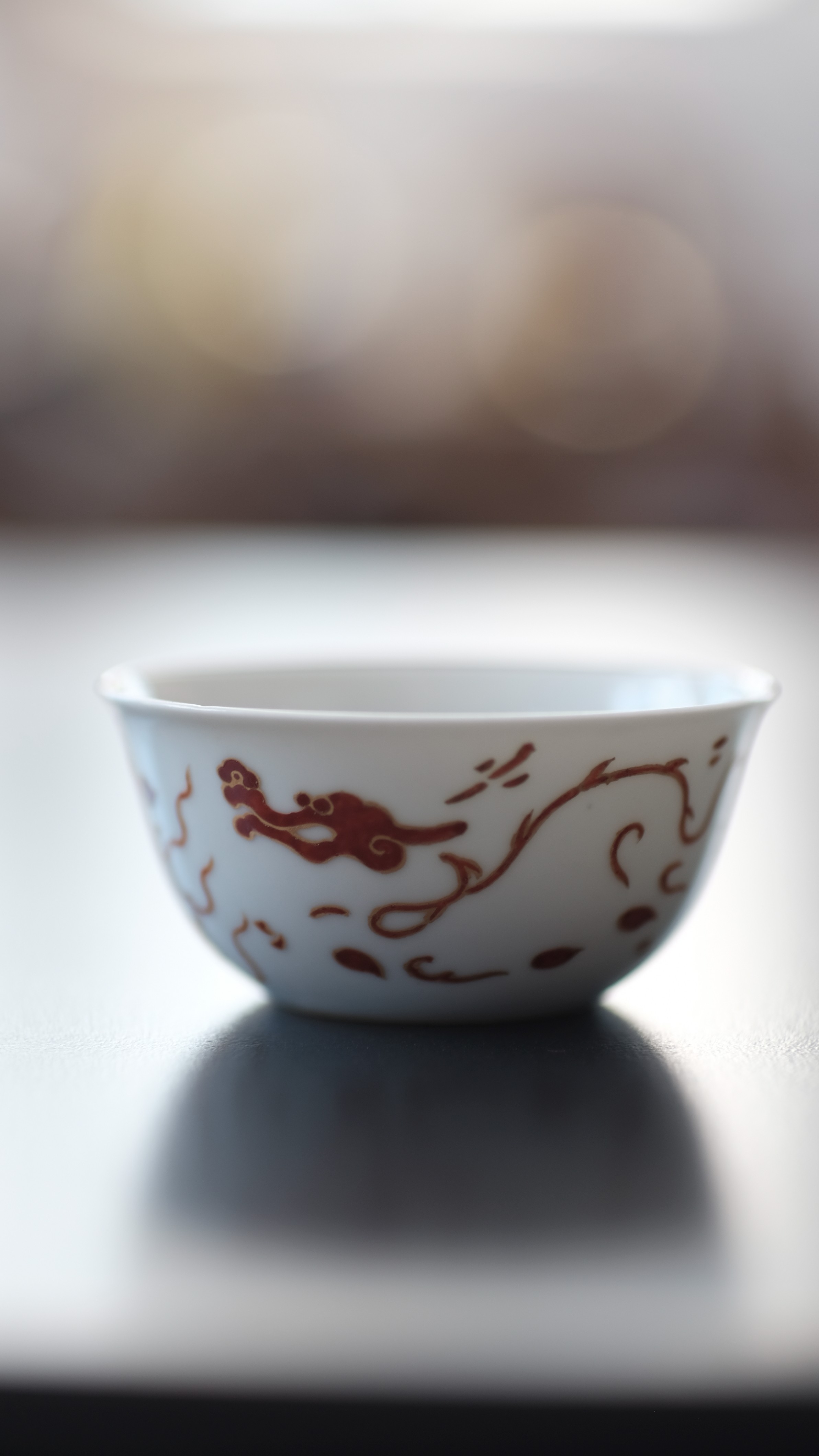 景德镇仿古泥矾红釉龙纹杯茶杯民国风格釉上彩描金手绘高档礼品瓷