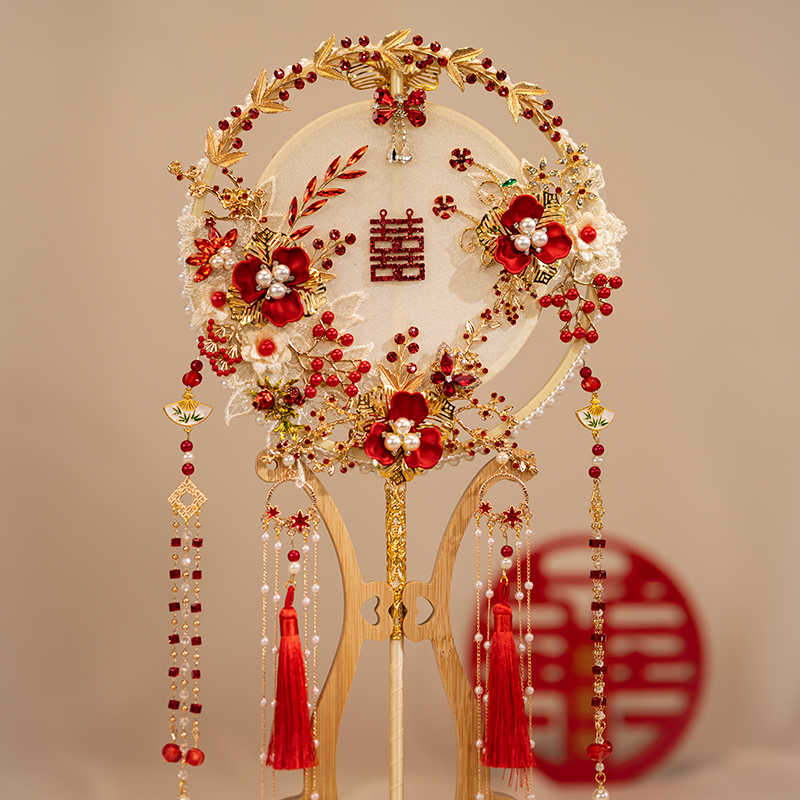 南风相思新娘团扇手工结婚礼物