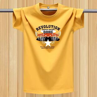 新款 汗衫 短袖 青少年运动半袖 t恤男印花圆领T恤上衣宽松加大码 夏季