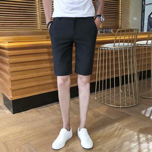 夏季薄款五分裤男韩版潮流社会青年修身短裤无痕垂感休闲百搭西裤