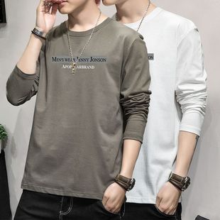 春秋季长袖t恤男士圆领秋装上衣服男款青年打底衫春秋天体恤