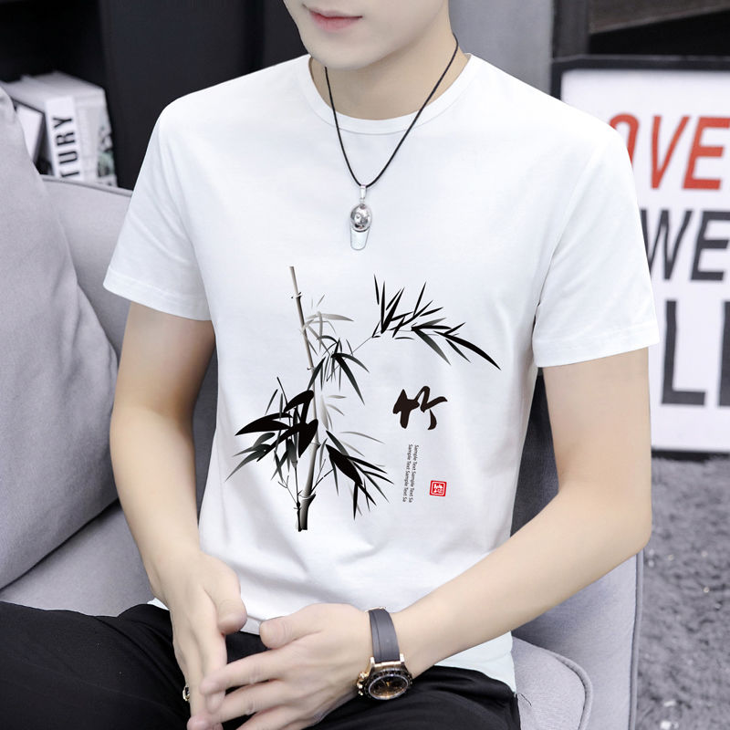 夏季男士短袖t恤潮流男生上衣服2025新款半袖体恤男装打底衫