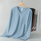 纯色V领内搭打底衫 2025新款 秋季 小衫 秋衣 长袖 薄款 t恤男装