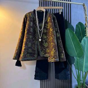 秋冬季 复古盘扣加棉外套裤 轻奢国风大码 时尚 子胖妹妹潮 女装 新中式