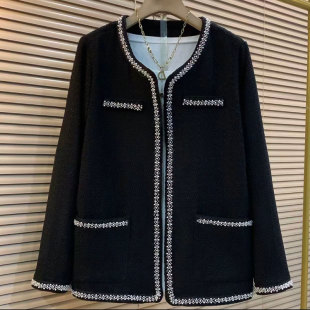 时尚 韩版 女装 大码 气质小香风上衣百搭外套 休闲洋气百搭胖妹妹新款