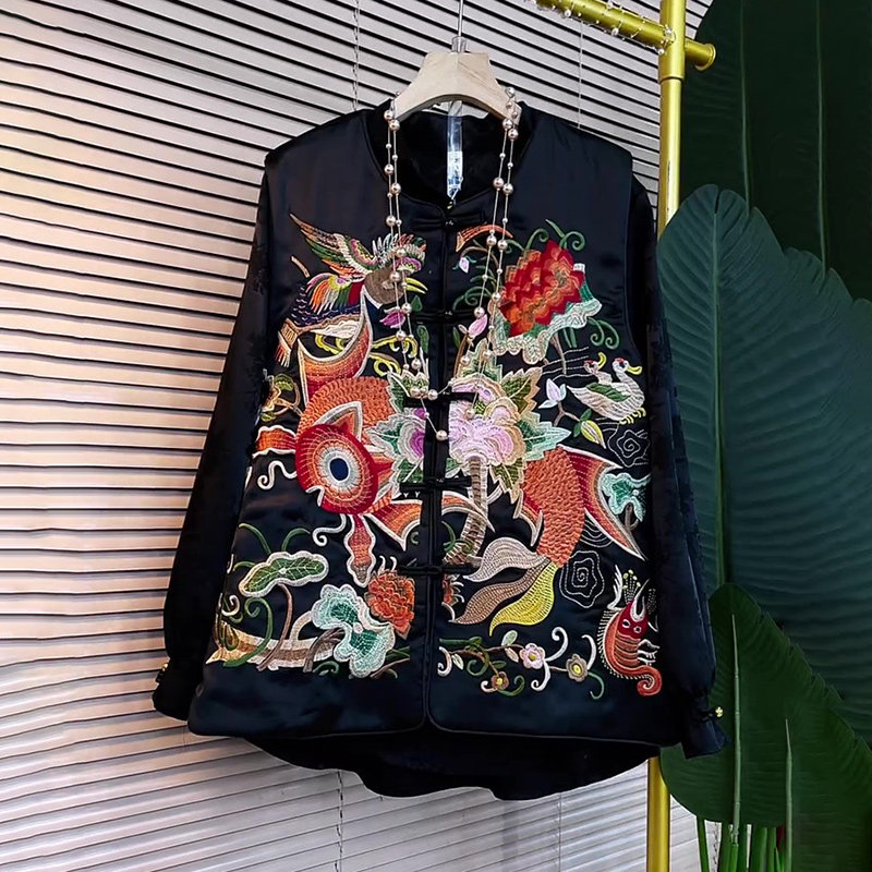 国潮刺绣外套马甲加盘扣衬衫内搭