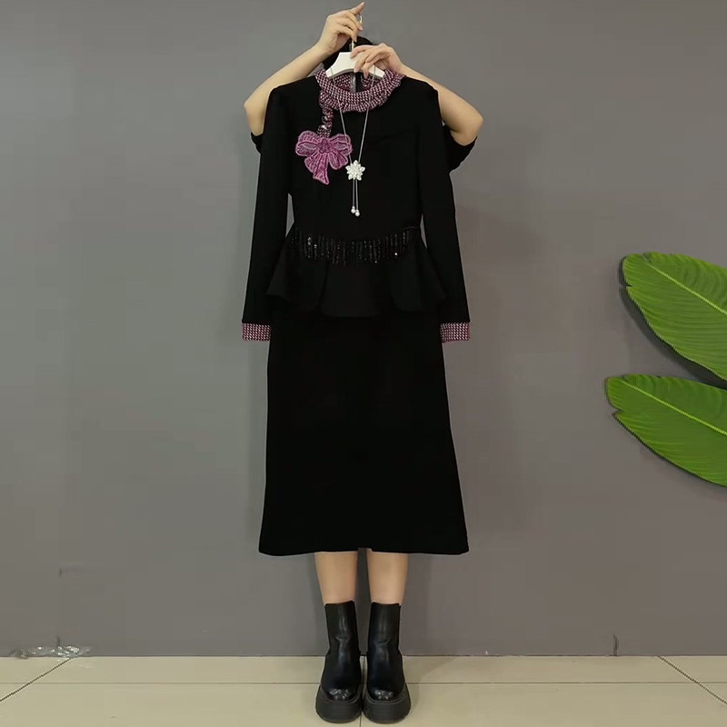 重工蝴蝶结上衣半身裙两件套2026新款大码女装拼接衬衫显瘦女人衫,女装/女士精品,大码套装,淘宝优惠券,粉丝福利购,淘宝优惠卷