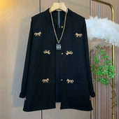 女装 春季 2026新款 胖mm大码 欧货时尚 刺绣小马百搭显瘦毛呢马甲打底